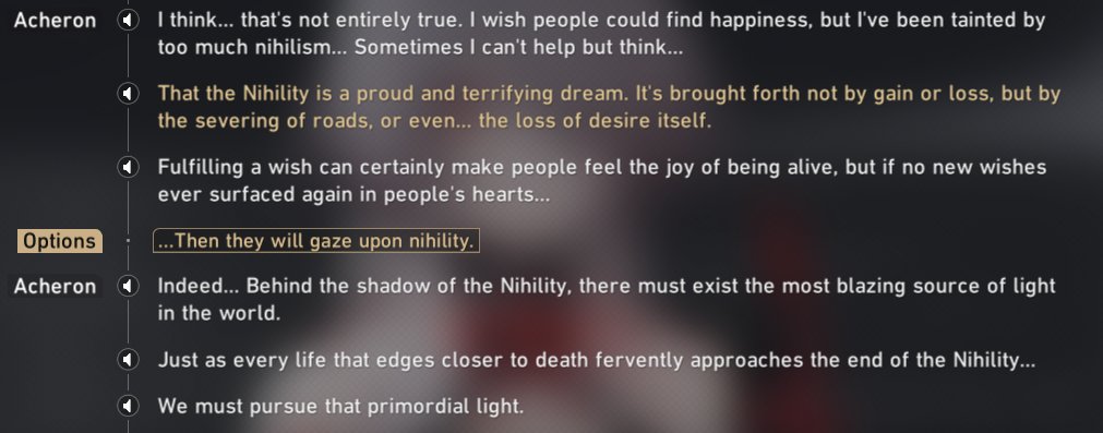 alloutevelynn's tweet photo. acheron's desire is eternal itself, to preserve herself in the past as well as for the future she has dreams, this is the only way she can ensure her fight against nihility... https://t.co/2qjdWUfluM