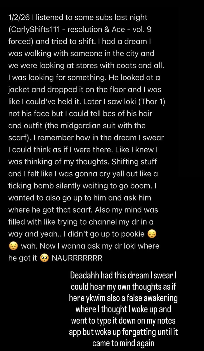 Aurorashiftz's tweet image. Omg so I tried to shift last night and I had this dream where i could literally hear my own thoughts. Like I was aware. I also asked my dad about tarot so Ill look for em probably Saturday or Sunday. 🙏 also had a false awakening

#shiftingrealities