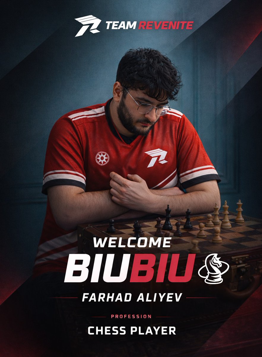 TeamRevenite's tweet photo. Ağıl oyunu başlayır. ♟️🔥

Fərhad “BiuBiu” Əliyev artıq Team Revenite rənglərini şahmat lövhəsində təmsil edəcək.

Xoş gəldin komandaya, BiuBiu! https://t.co/un79XYdHdM