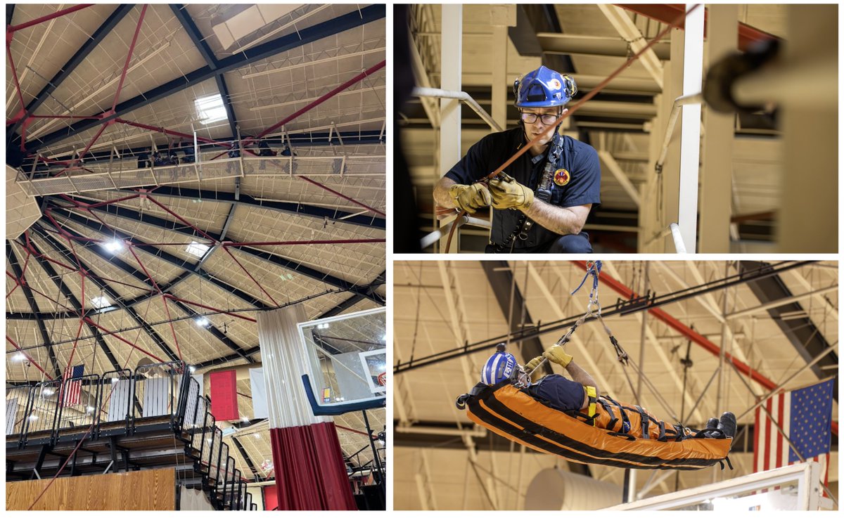 Happy Friday! Did you know we train on rope rescues? Our latest training took place in the dome area of the Otterbein Rike Center! We honed our skills in a confined space, experimented with different anchor points &amp; safely lowering the stokes basket! #WFDFunFactFriday