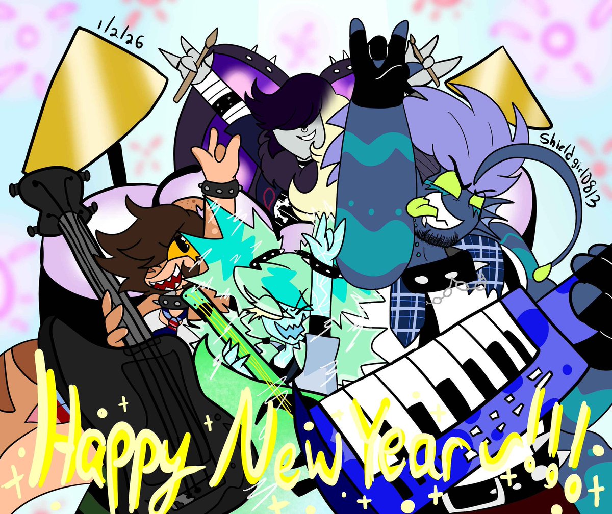 LaniYuja's tweet photo. Happy new years~! By Thundra and her crew!
Art by @Ayanna0813
#ImaginationWorldARG #Imaginationworld #arg #happynewyear https://t.co/csud4zeVkK
