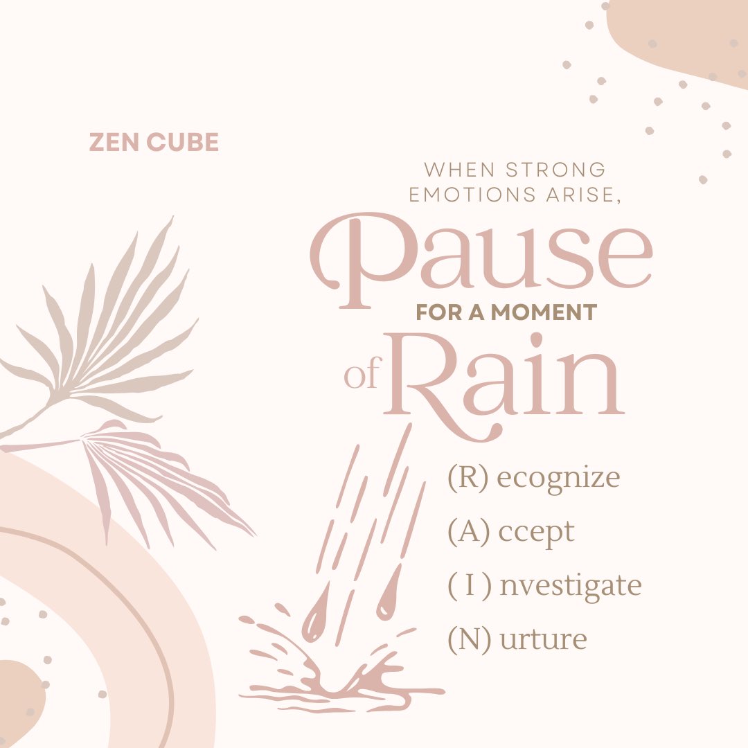 zencubeofficial's tweet image. When strong emotions arise,
pause.

Recognize.
Accept.
Investigate.
Nurture.

Zen Cube.

#ZenCube
#MindfulPause