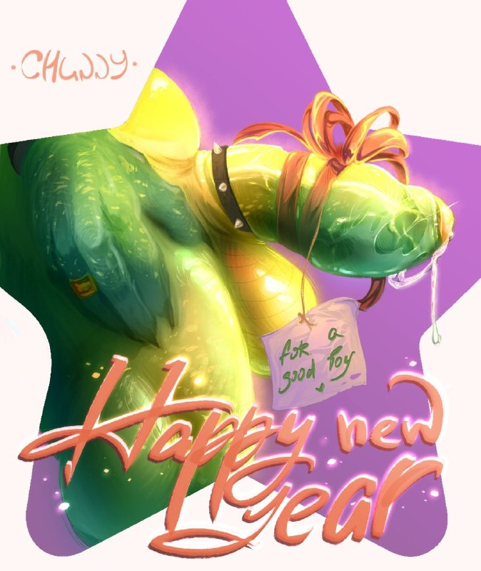 • New Year's Monty
• I think there's a gift here for you

─────────────── * peachy kiss * 
#digitalart #cartoons #furry #furryartist #MontgomeryGator #fnaf #fnaf9 #fnafsb