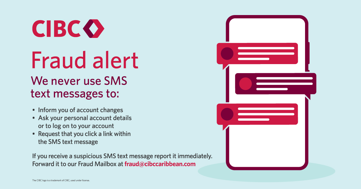 Fraud Alert! Pause before you click. We will never inform you of account changes via text message.

Additionally, a bank representative will never contact you via text, email or phone to inform you that you must:
• Download a remote desktop application
• Provide your private