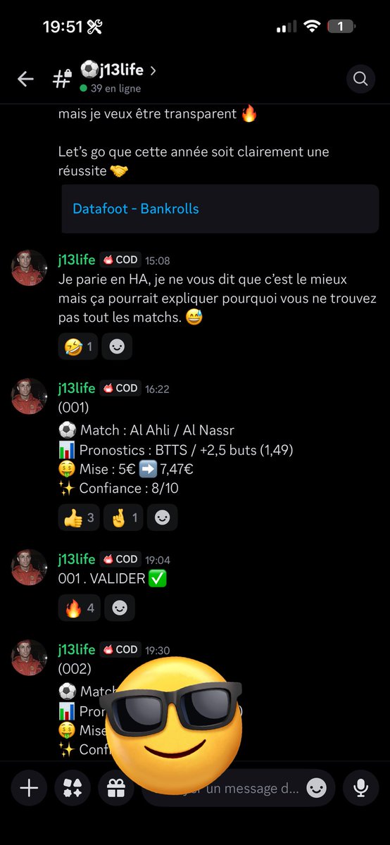 Retrouvez mes pronostics sur son discord , onglet « J13life » 🔥

Merci <a href="/MickaProno/">LesBetsDeMicka</a> pour la confiance ✨