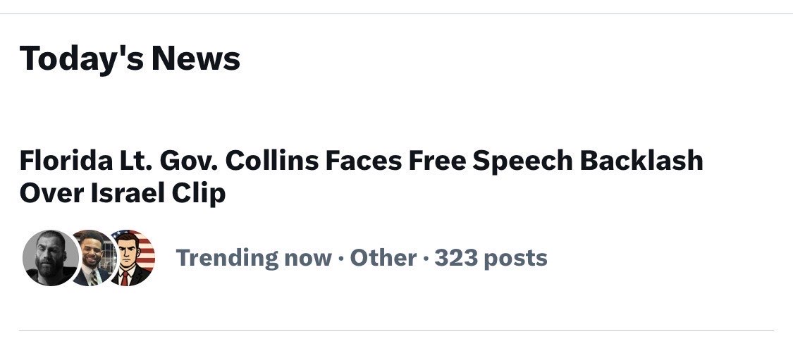 FishbackRapid's tweet image. BREAKING: Jay Collins, potential candidate for Florida governor, goes trending for anti-1st amendment comments.