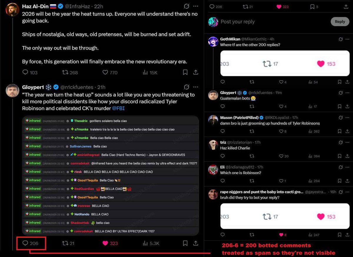 RTSG_Main's tweet image. EPIC GROYPER FAIL: Groypers are known to bot their posts for engagement, but this idiot fucked up trying to bot his reply to Haz, and his Indian call center accidentally gave him 200 invisible replies!

PROOF THAT THEIR NUMBERS ARE FAKE!
