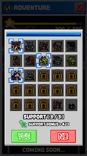 _dunoff's tweet image. It’s been a while! I’ve been working hard on the project.
In boss battles, you can choose three partners you own, and the sum of their stats will be added as bonus damage at the start of the fight.

More details will be shared soon!

The current completion rate is around 90%.