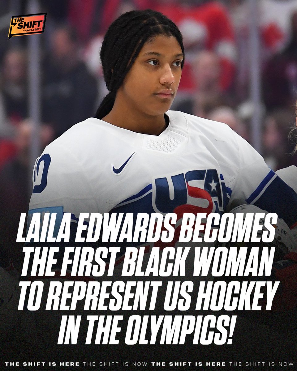 theshift_sports's tweet image. Laila Edwards has been named to the U.S. Olympic women's hockey team, making her the first Black woman to ever represent USA Hockey at the Olympics 👏