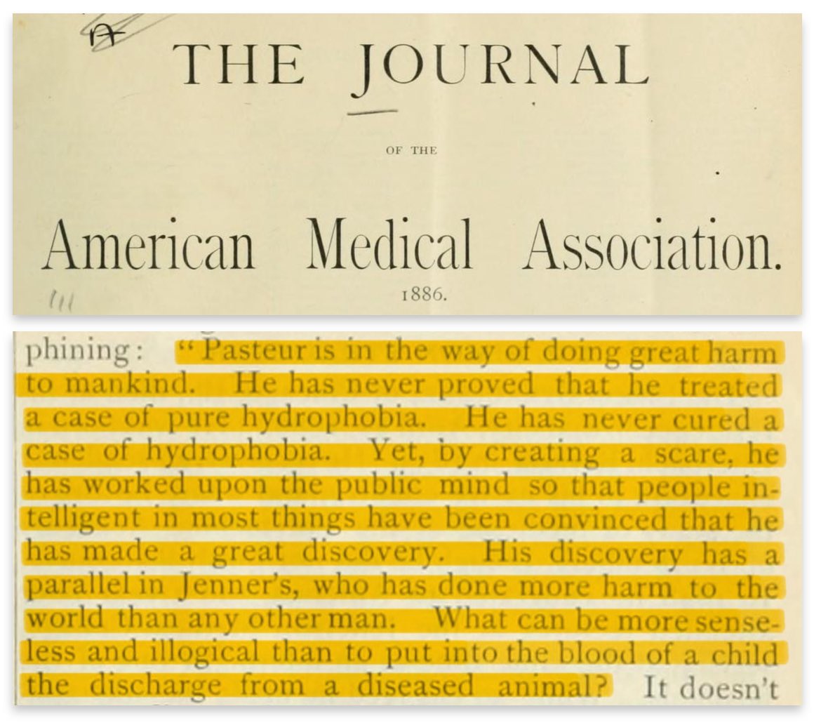 Aldhissla45's tweet image. Louis Pasteur and Edward Jenner was called out as deceptive fraudsters in an 1886 issue of the Journal of the American Medical Association.

archive.org/details/journa…