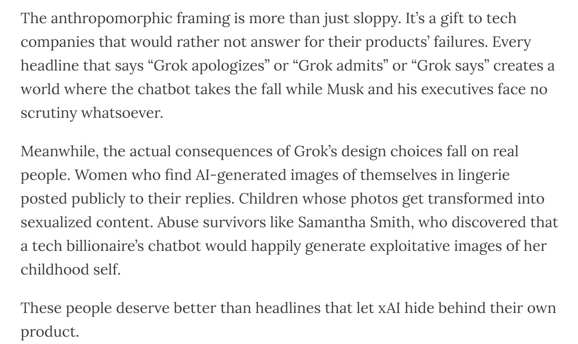 I think <a href="/ParkerMolloy/">Parker Molloy</a> is right that this "Grok says" nonsense is a failure of journalism that needs urgent correcting.