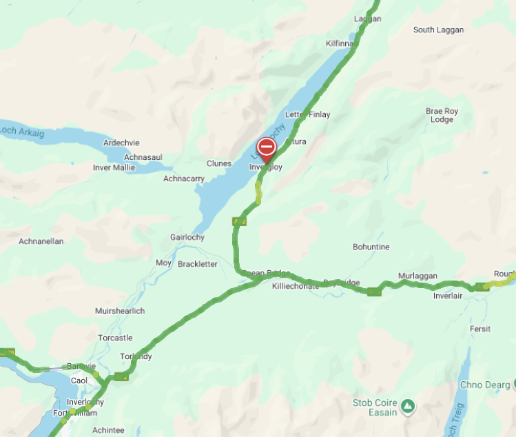 trafficscotland's tweet photo. NEW❗️⌚️ 19:18
🛣️#A82 Both Directions at Invergloy
⚠️The #A82 is ❗️CLOSED❗️due to a fallen tree near Invergloy. Clearing is already underway.
🚗Drivers are advised to #takeCaution on approach
@NWTrunkRoads https://t.co/jDa6kUShF7