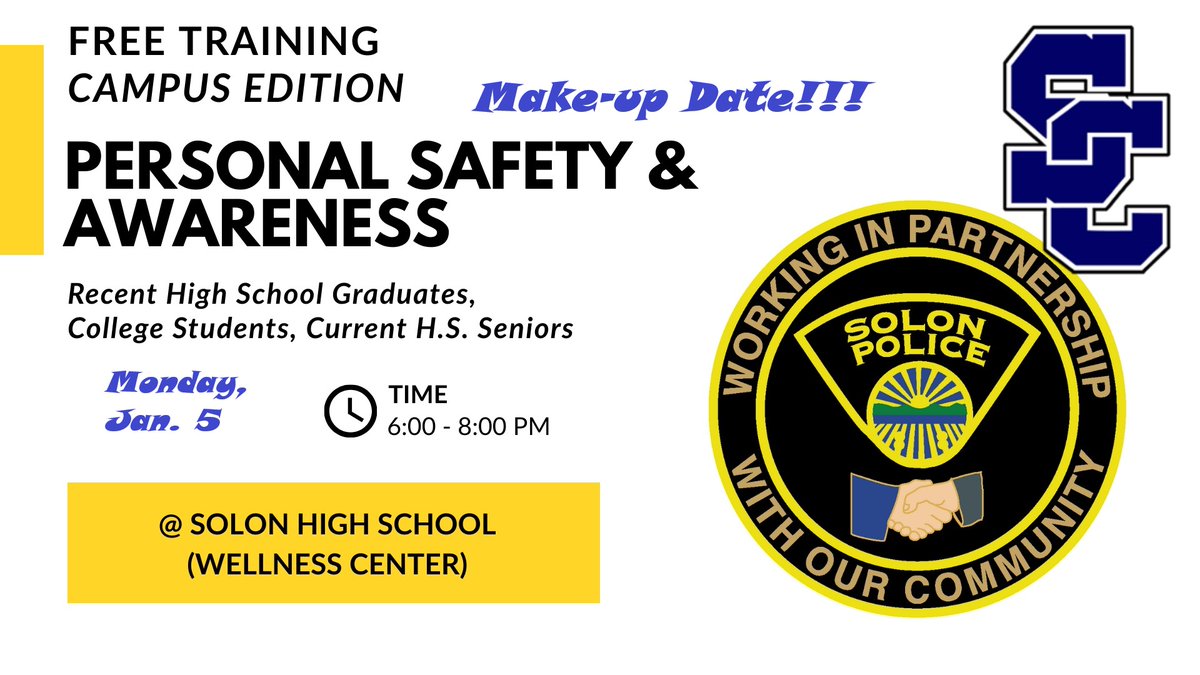 SolonPolice's tweet image. SPD's college campus safety class has been rescheduled....
docs.google.com/forms/d/e/1FAI…