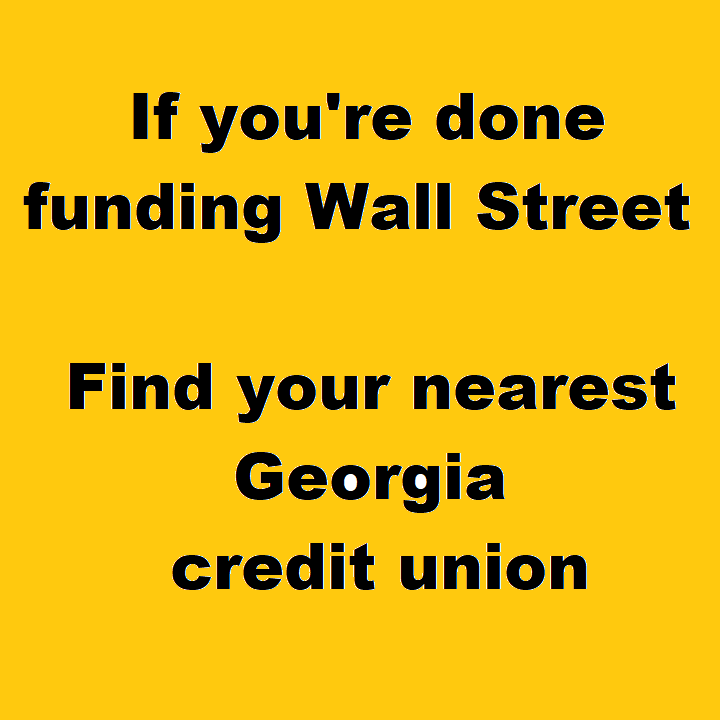 GutmannJohn7's tweet image. If you're done funding Wall Street,
find your nearest Georgia credit union

#CreditUnionWins #InvestLocal #CleanMoney

Everyone chases Schwab, Vanguard, Fidelity, Merrill Edge, Edward Jones for investments. 

Here's the twist: Georgia credit unions – Delta Community, Georgia's