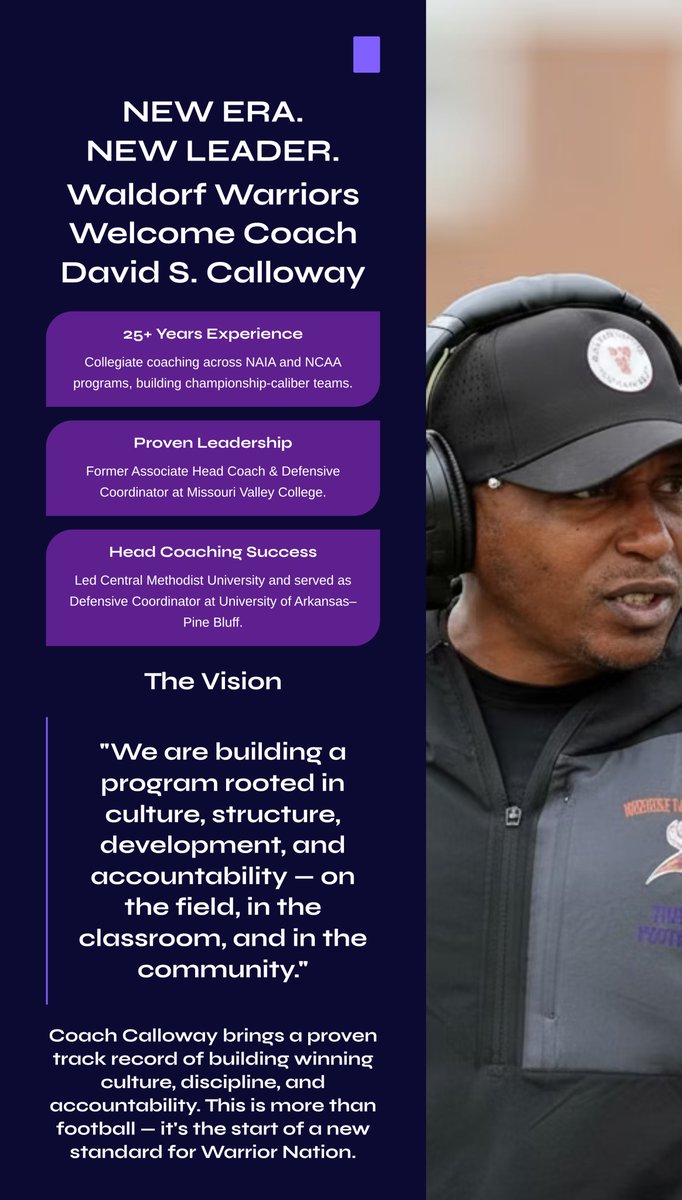 David S. Calloway Head Coach @wu_football tweet media