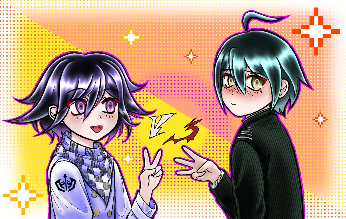 Just wanted to draw two cuties

but since I've been replaying V3 I decided to draw Shuichi and Kokichi instead
#danganronpa
