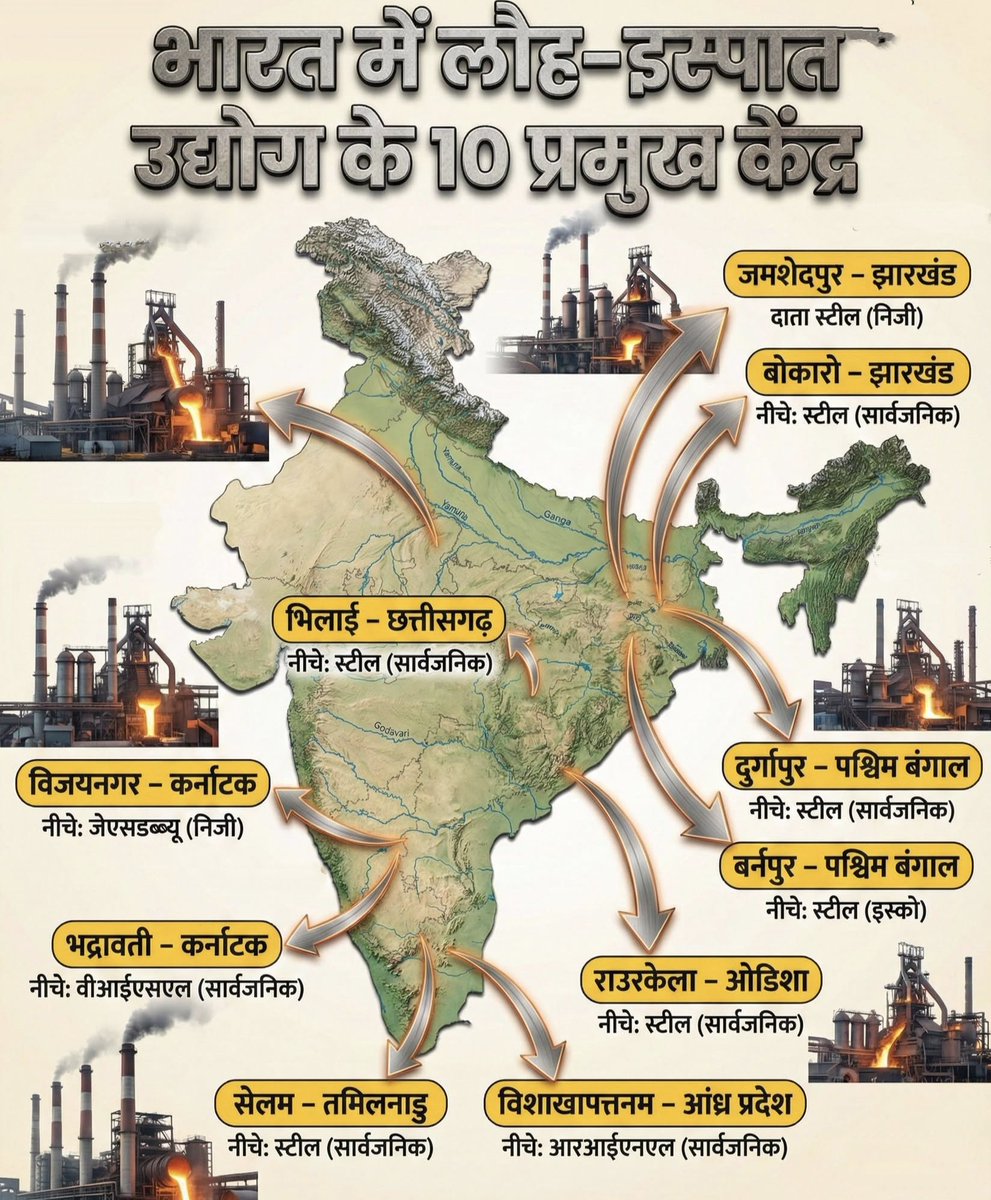 भारत में लौह-इस्पात उद्योग के प्रमुख केंद्र