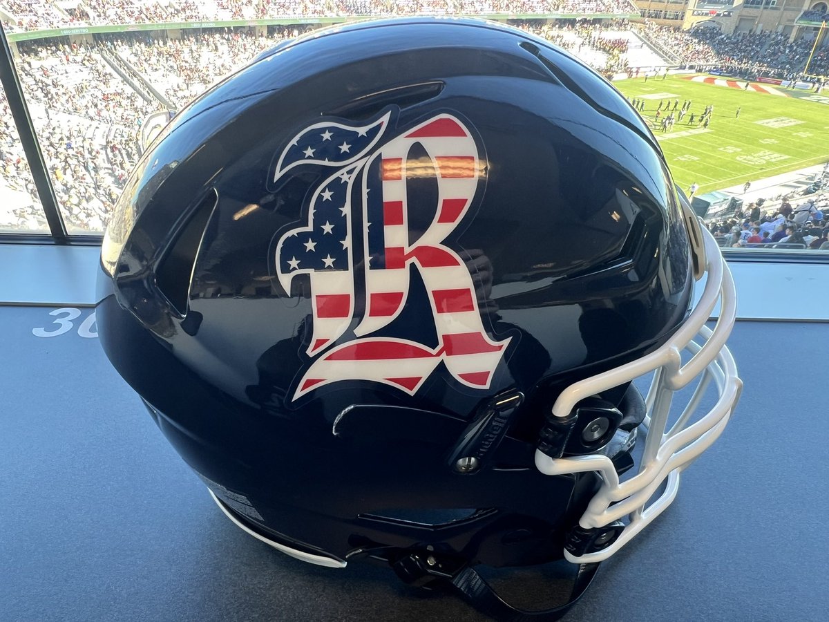 Armed Forces Bowl helmets being worn today by Rice and Texas State