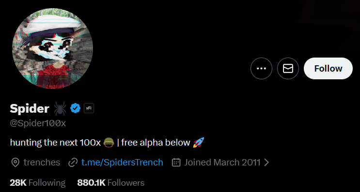 🤡 Clown of the day: @Spider100x 

Launches coins with the intention of taking advantage of his followers and using them as EL. Block this monkey and avoid anything he launches and/or shills if you want to save your SOL.