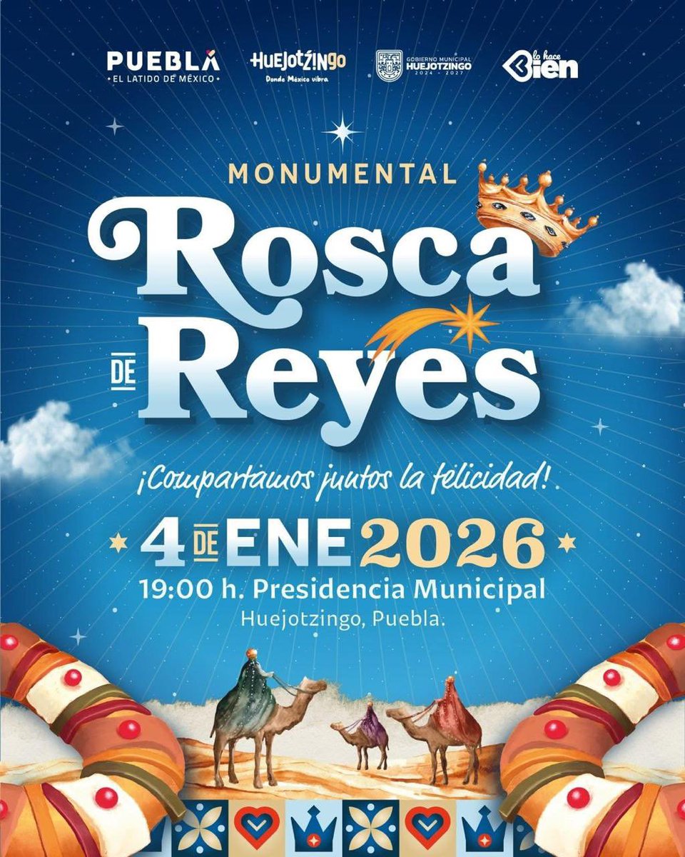 robertsolisvall's tweet photo. Mis jefas y jefes 💚este 4 de enero a las 7:00 de la noche nos vemos frente a la Presidencia Municipal para partir juntos nuestra Rosca Monumental 👑🥖✨

Primero disfrutamos el primer domingo de mascaritas o viejitos 🎭🎶 y al terminar, nos quedamos para compartir la rosca, convivir y pasarla bonito en familia 🤍

Vénganse con tiempo, con antojo y con muchas ganas de celebrar como solo en Huejotzingo sabemos hacerlo 💚✨