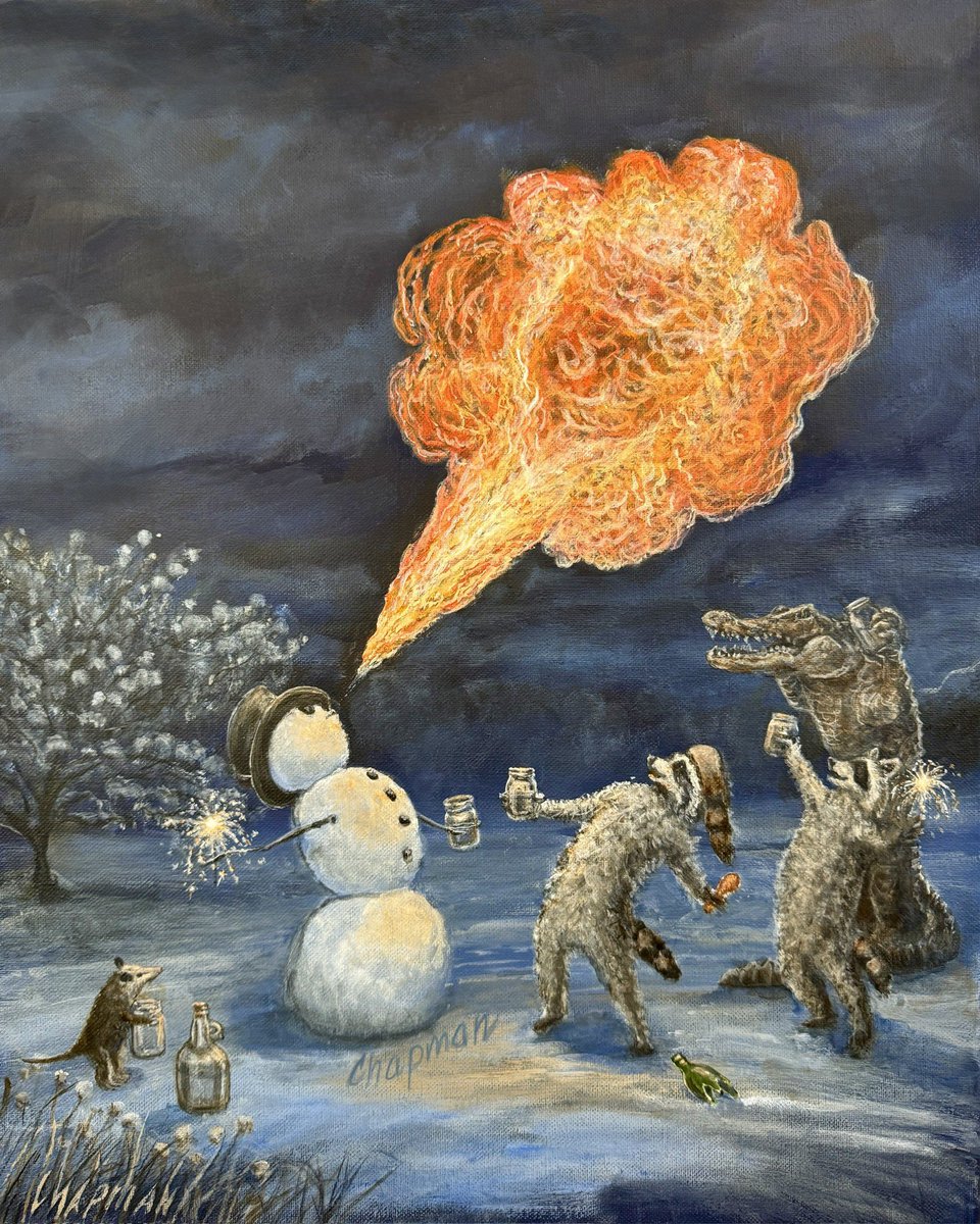 Travispaints's tweet image. I painted a Louisiana snowman in acrylic.