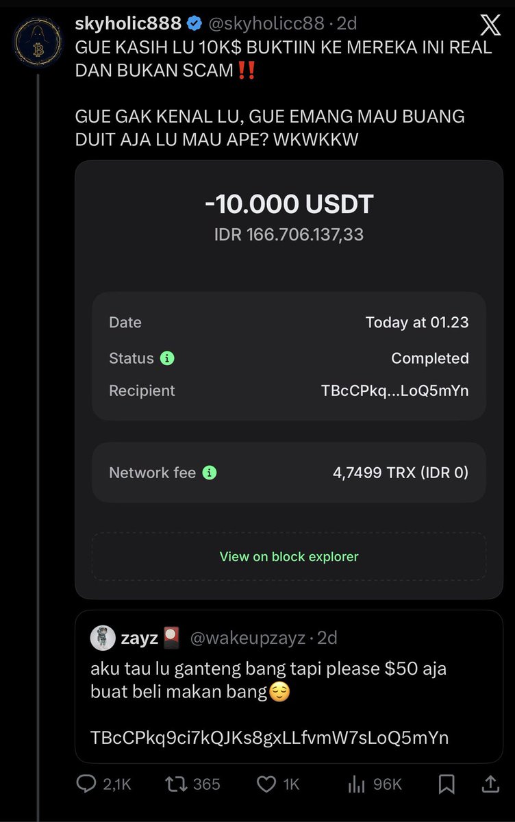 Loe butaa loee mata loee?? cekk postingan guee sebelumnyaa bujang!!

Kasih akun followers kecil di kira akun fake, kasih akun centang biru pun salah.

Gue bagi - bagi duitt tanpa kepentingan apapun loe masih bacotin gue?? jangan nyesel yaa dek yaa... itu namanya gak ada otak ya