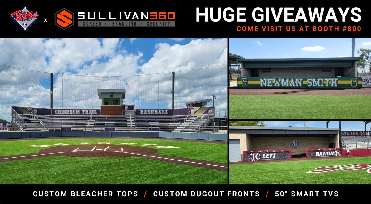 The <a href="/THSBCA/">THSBCA</a> is Less than 10 Days Away!

WINNERS TO BE ANNOUNCED NEXT WEEK! The first round of Custom Bleacher Tops and Dugout Fronts will be announced. Enter now before it’s too late!

To Enter:
1. Follow us <a href="/Sullivan_360/">Sullivan360</a>
2. Like &amp; Repost This Post
3. Comment &amp; Tag the coach
