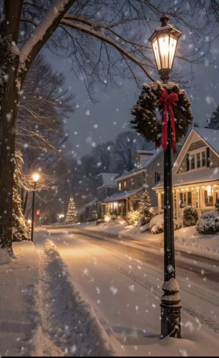 Snowy nights are always so peaceful at Christmas time .