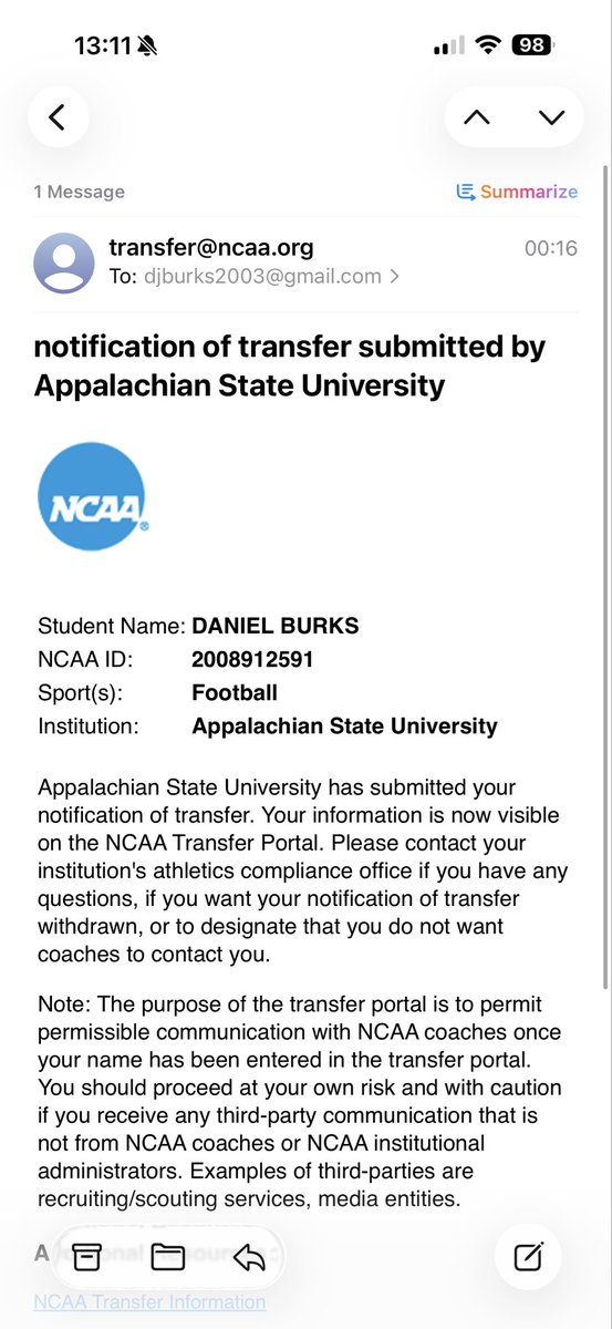 dj1burks's tweet image. Officially in the transfer portal.
DJ Burks 
6ft 195lbs Safety

App State Stats: 131 Tackles over the 24-25 Seasons (Led Team)
2025: 3 INT, 2 FF, &amp;amp; 5 PBU

1 year of eligibility remaining

@wcenterprise @sundaydiamonds @R3V_Vick7 @PennySmith_