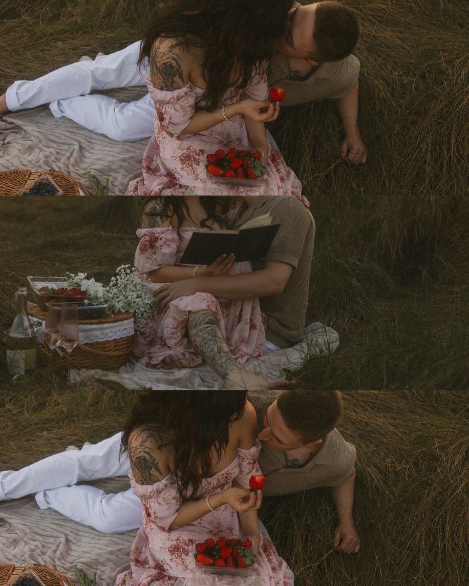 Going on a nature trip with you in this kind of weather feels like a secret the world saved just for us. The air wraps gently around my skin, cool and tender, while the sky watches quietly as we wander. 

I smile without trying, holding my favorite strawberry, sweet and bright,