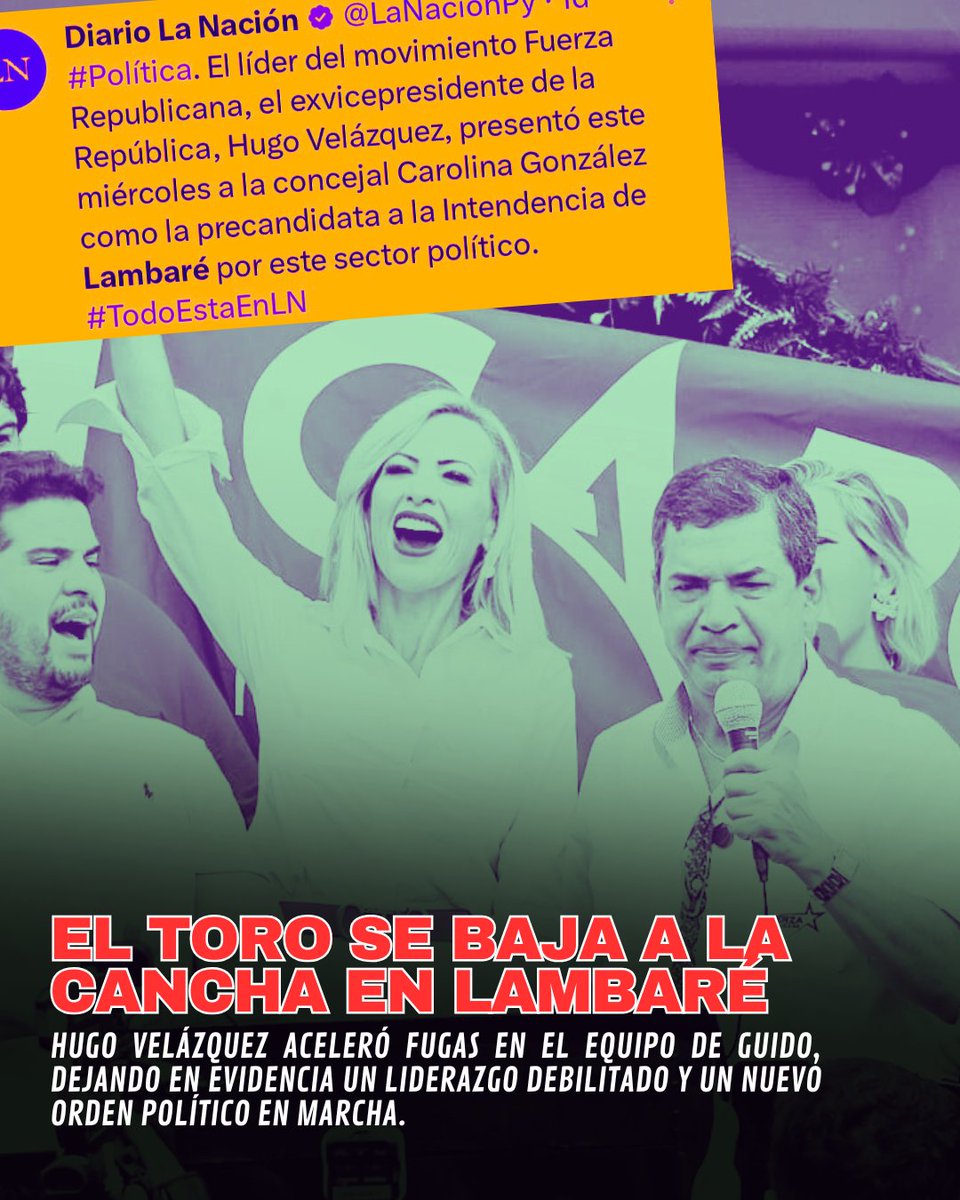 ElDistrito1's tweet photo. HUGO VELÁZQUEZ ENTRA A LA CANCHA Y SE DESMORONA EL APOYO DIRIGENCIAL A GUIDO

El tablero político de Lambaré volvió a moverse, y esta vez con señales claras. https://t.co/V4BK4RJmmw