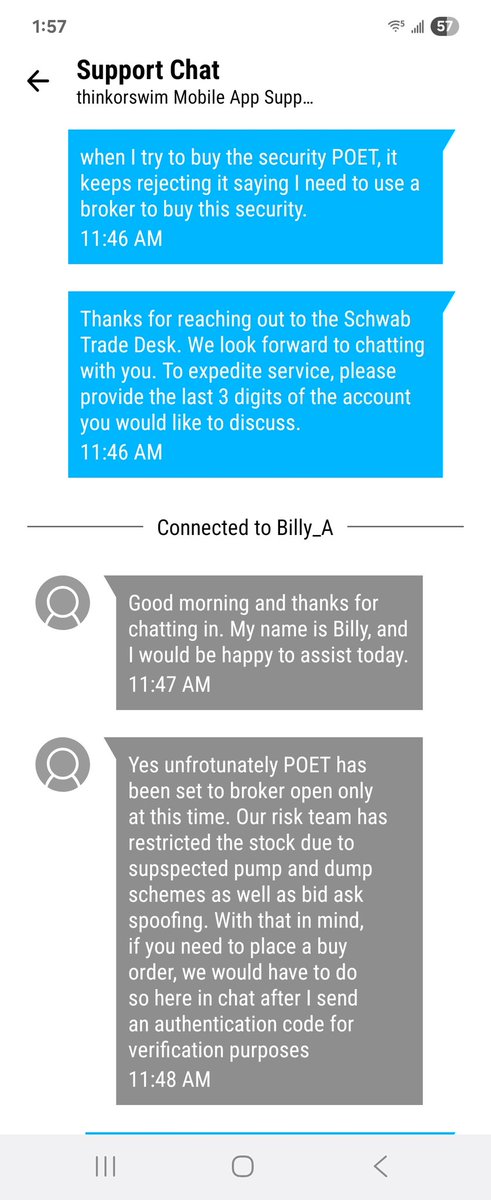 OG_ChubNduB's tweet image. ThinkorSwim is rejecting buy orders on $Poet because they said, "It looks like a pump and dump."  But they can process the order by phone/chat.   I'm surprised no one is talking about it.