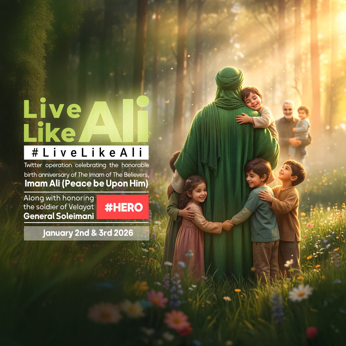 میلاد امیرالمؤمنین، یادآور عدالت، شجاعت و مهربانی است؛ الهام می‌گیریم و علی‌گونه زندگی می‌کنیم.
#LiveLikeAli
 #Hero