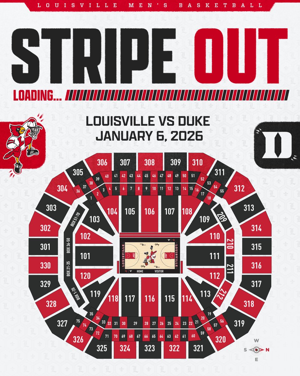 GoCards's tweet photo. While we wait on another West Coast tipoff ...
Lock in your tickets & section color for the @LouisvilleMBB Stripe Out against Duke!
Tickets & Info: https://t.co/IZwLdqZBHM
#GoCards https://t.co/FVqlqnhgeK