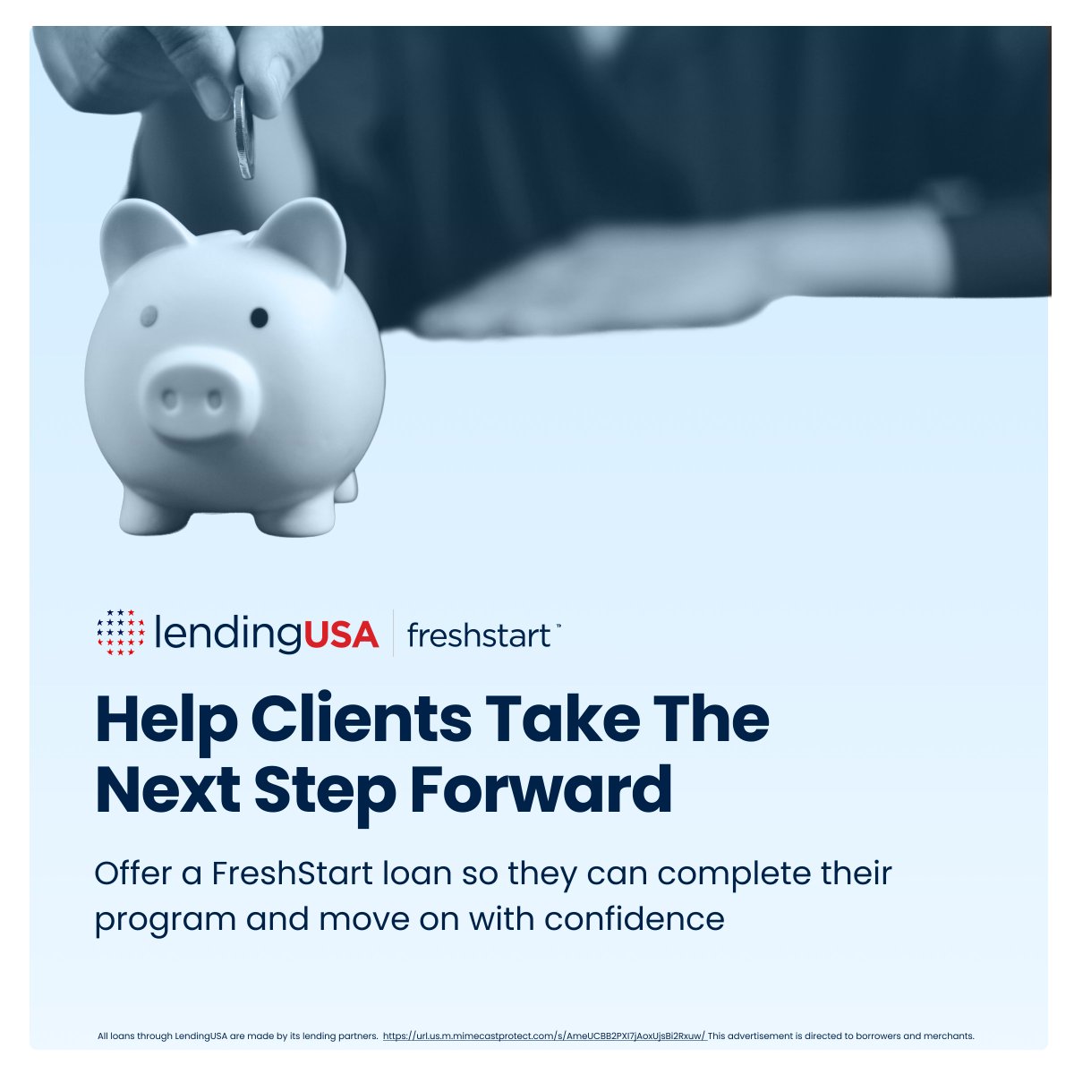 LendingUSA's tweet image. ⭐ Start 2026 with Freshstart Lending by LendingUSA. Help clients move from debt settlement to rebuilding with one fixed term loan.

Learn more: zurl.co/dgS77
#FreshStartLending #LendingUSA #DebtSettlement