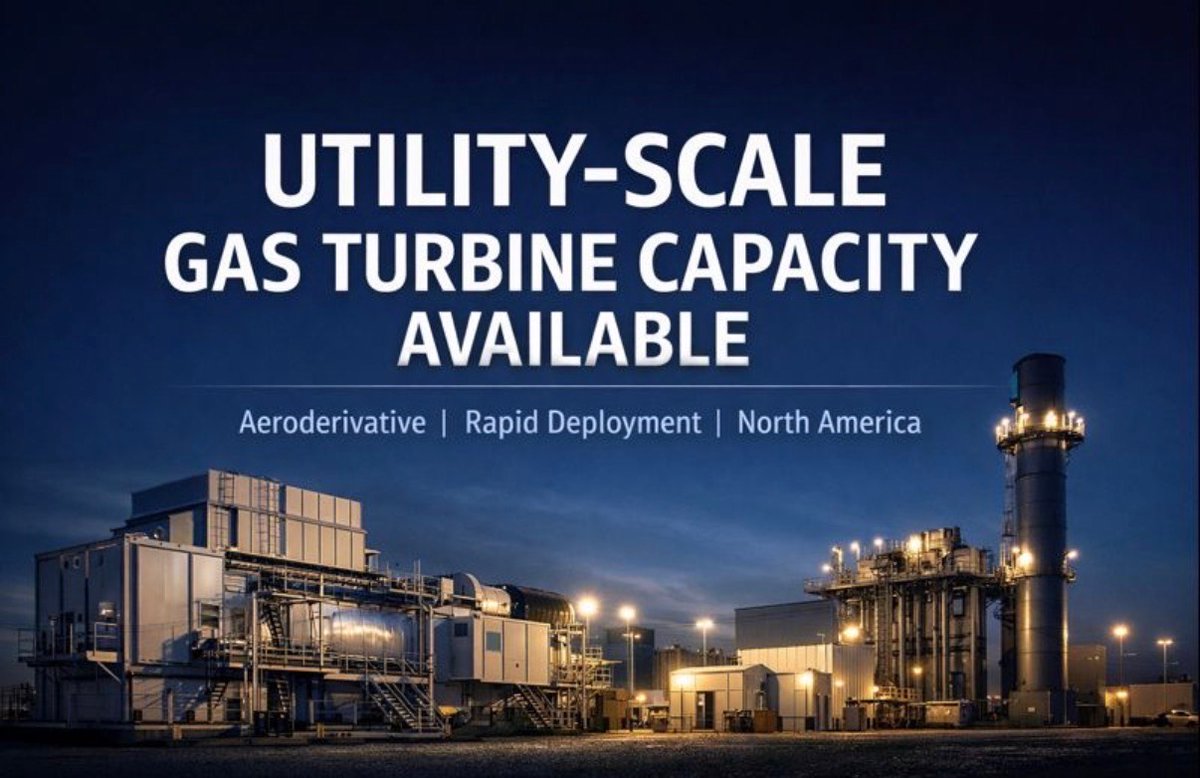 ForceWorksPower's tweet image. Utility-scale aeroderivative gas turbines: now available for rapid deployment in North America.

• ~30–36 MW per unit
• High-efficiency, fast-start, flexible load profiles
• Full turnkey path including engineering, installation support, commissioning &amp;amp; operator training

Ideal…