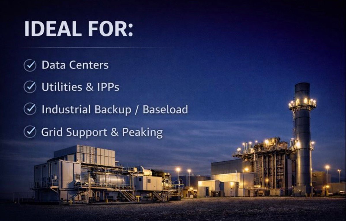 ForceWorksPower's tweet image. Utility-scale aeroderivative gas turbines: now available for rapid deployment in North America.

• ~30–36 MW per unit
• High-efficiency, fast-start, flexible load profiles
• Full turnkey path including engineering, installation support, commissioning &amp;amp; operator training

Ideal…