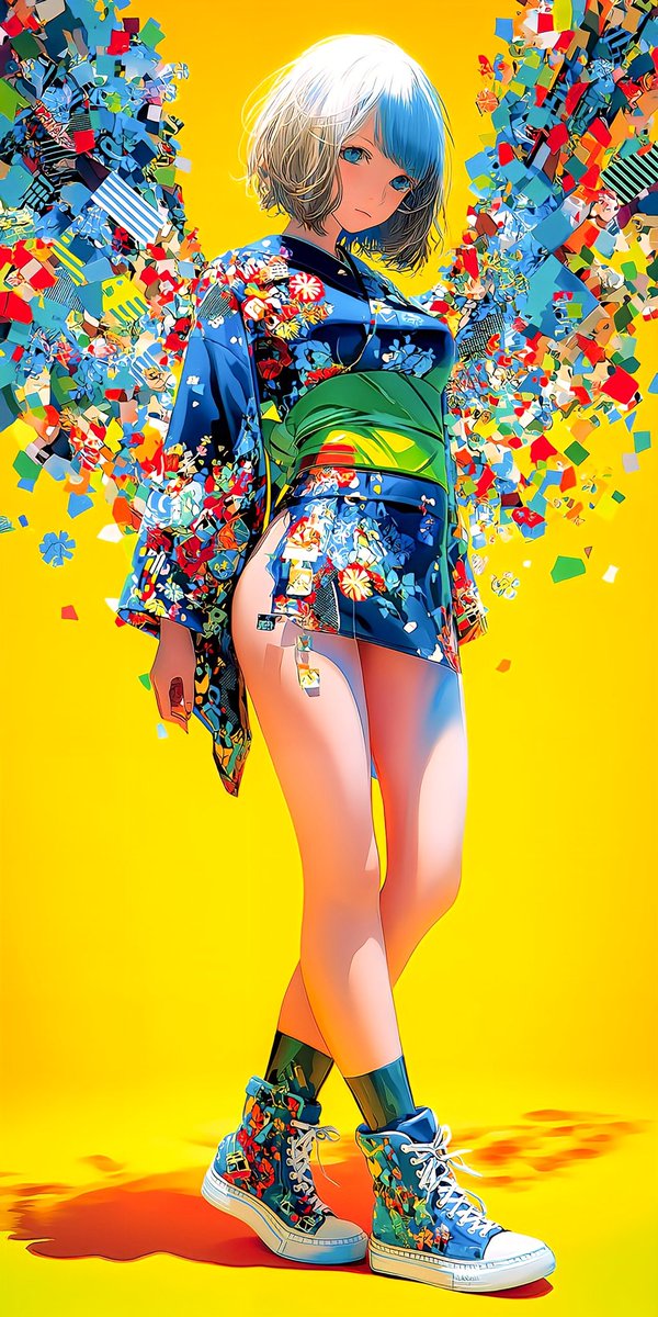 寡黙な職人 Japanese clothes angel🪽 #GlitchFloralCubism #イラスト