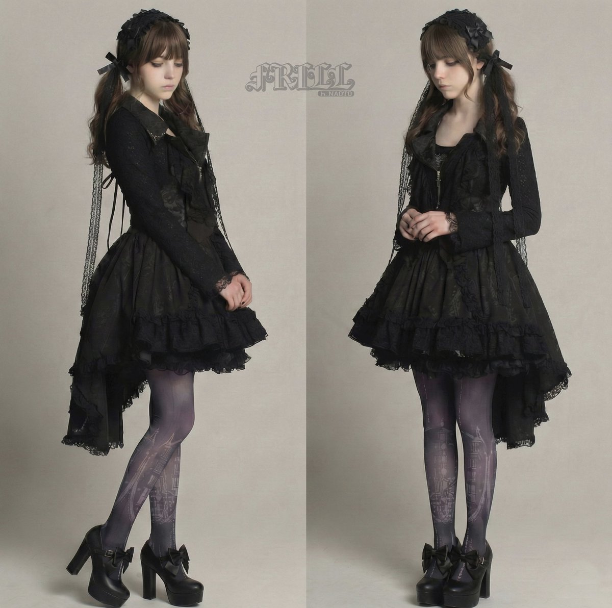 00s 希少 h.naoto FRILL はしごりぼんプリントフリルキャミ h.NAOTO FRILL新作発売予定》 【High Waist Fishtail Layered Ruffle