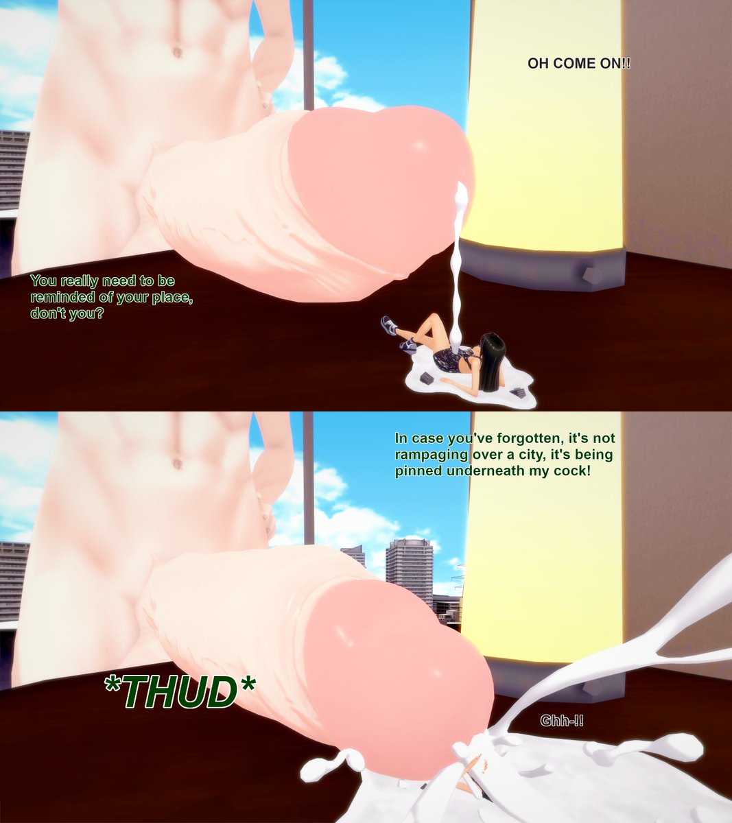 Look, being a giantess compared to me really does mean fuck all when I can stick my cock in a portal and have it be much bigger than you - especially when you get dragged back through it and are left tiny!

Comm for an anon featuring their OC

#SizeTwitter #GiantMale #Macro