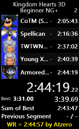 I was only hopin for sub 3 and here we are. The only real mistake this run was that I had to redo Sora's SoS dive for Divewing but I got Overcast for both of Riku's endgame segments so that carried me
