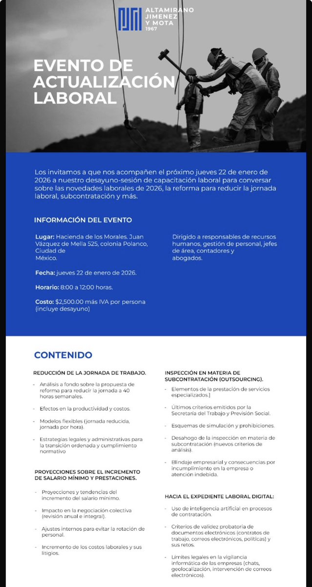¡ Los esperamos el Jueves 22 de Enero en nuestro evento de Actualización Laboral !