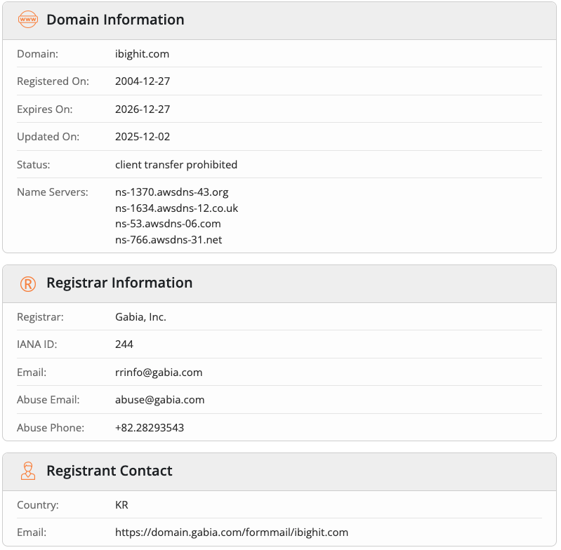 syugacookie's tweet photo. woke up to news of the https://t.co/B1542QSF0p website. 🧐

found out that:
- the domain https://t.co/B1542QSF0p was registered in South Korea on Nov 24, 2025, through Gabia Inc., a domain registrar in SK
- https://t.co/atlJ3BQA89 uses the same domain registrar
- both websites are hosted on Amazon (AWS)