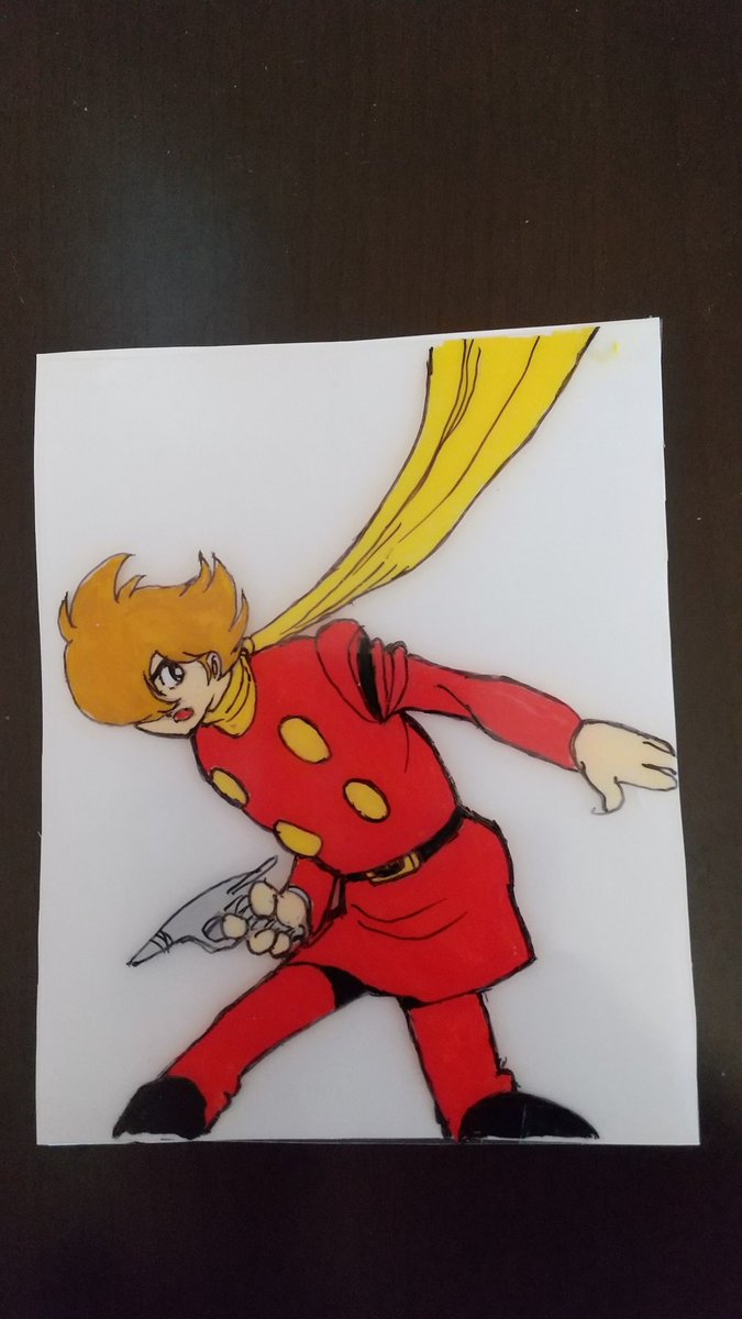 サイボーグ009 ジョー セル画　手書き背景 サイボーグ009 アニメのセル画っぽいモノを作成（試作品)作成時間10分