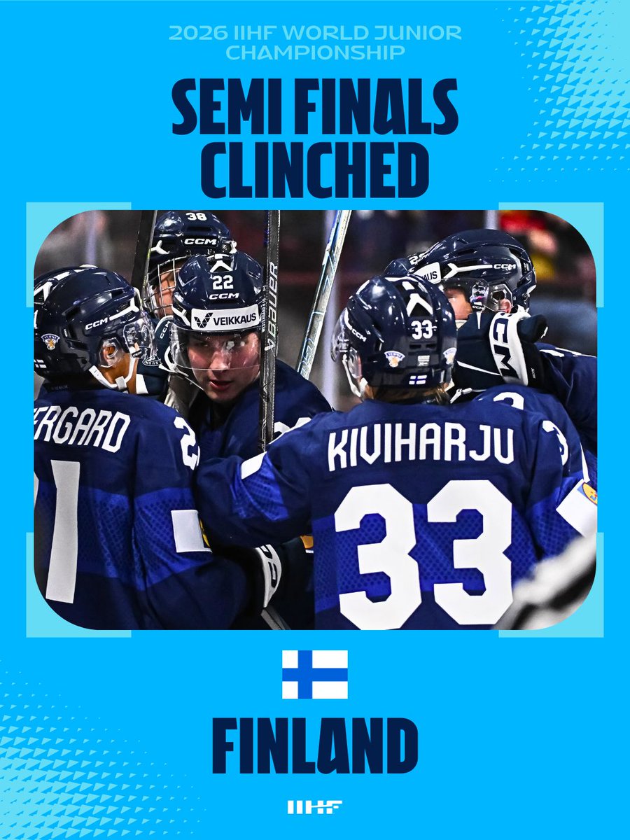 FINLAND SECURED THE OT WIN AND IS MOVING ONTO THE SEMI-FINALS‼️<a href="/leijonat/">Leijonat.fi</a> #WorldJuniors #IIHF