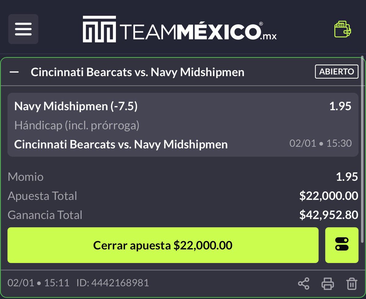 FREEPICK | Enero 2o26

1:✅Indiana -6.5
2:✅Ole Miss +8.5 

Estamos invictos ‼️‼️🔥 

Vamos por ese 3-0 , y juguemos el Navy -7.5 🤑 los veo en las cajas , me iré formando para ser el primero en la fila de la caja  , ¿Quien me acompaña?

Like y rt si me sigues