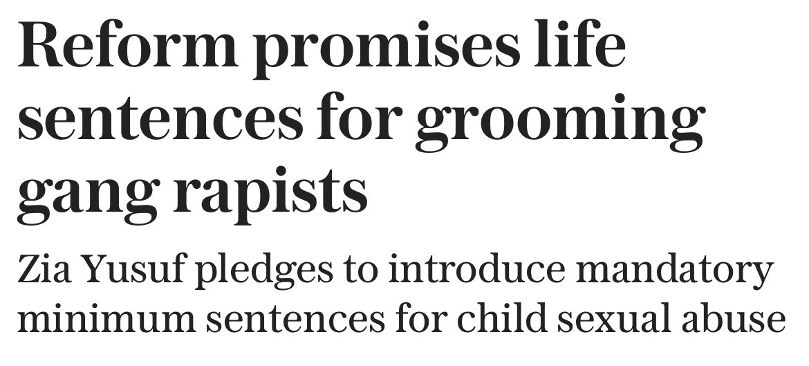 🚨 ANNOUNCEMENT: A Reform government will introduce mandatory minimum life sentences for those who rape children. 

It is shameful that this is not already the law.

For too long, Conservative and Labour governments have failed to protect our children. 

The Tory record is
