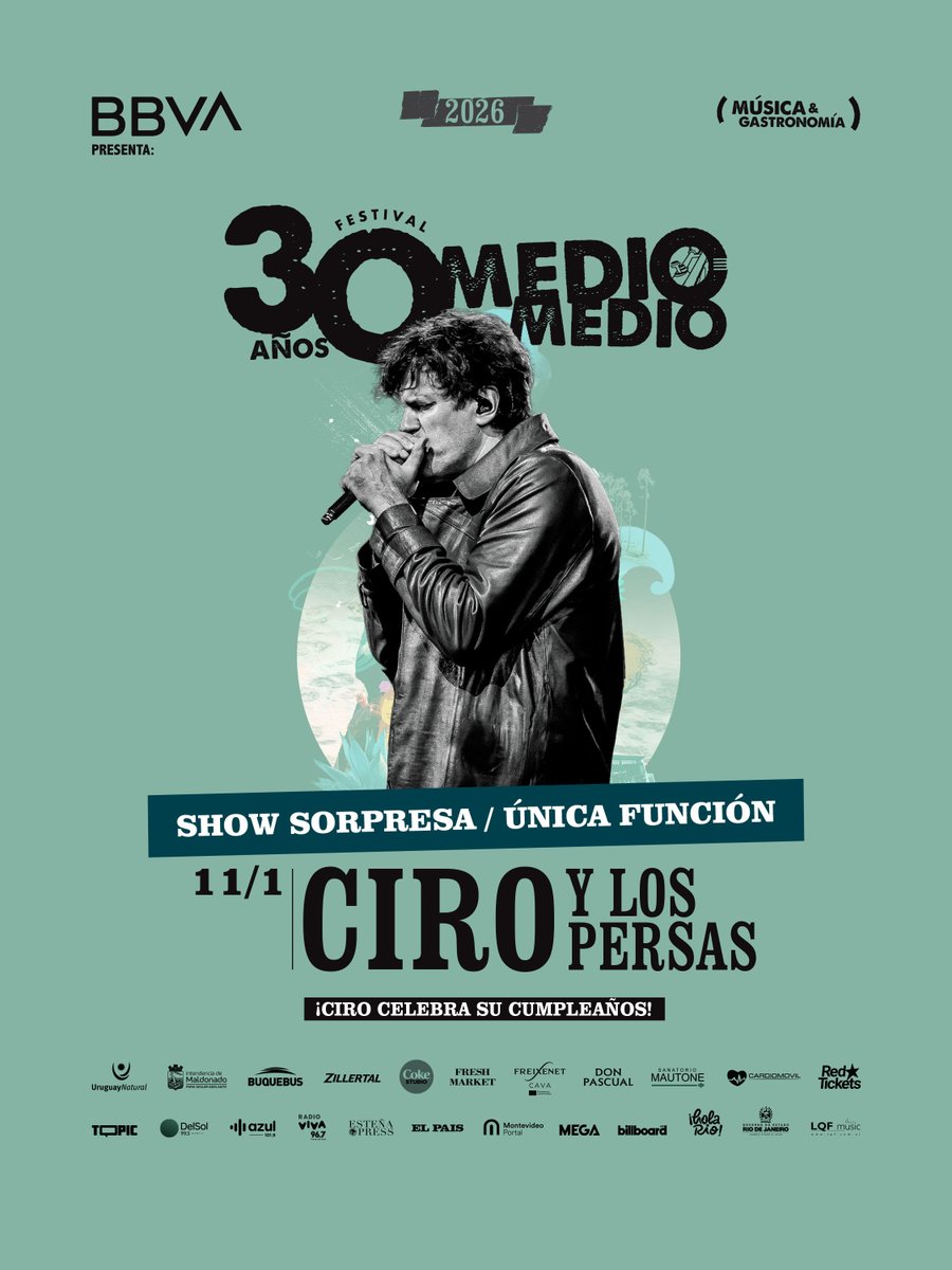 Ciro y los Persas en MEDIO Y MEDIO
11 de enero 2026 - PUNTA BALLENA  cooltivarte.com/portal/ciro-y-…