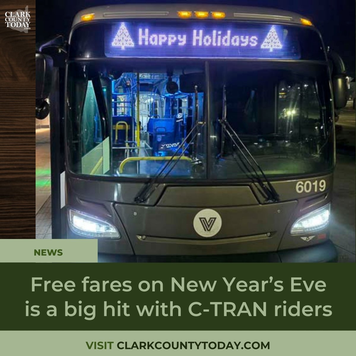 NewsFromCCT's tweet image. C-TRAN’s free New Year’s Eve fares and extended service gave riders a safe option to get home after midnight, with strong appreciation from passengers and staff. clarkcountytoday.com/business/free-… #CTran #PublicTransit