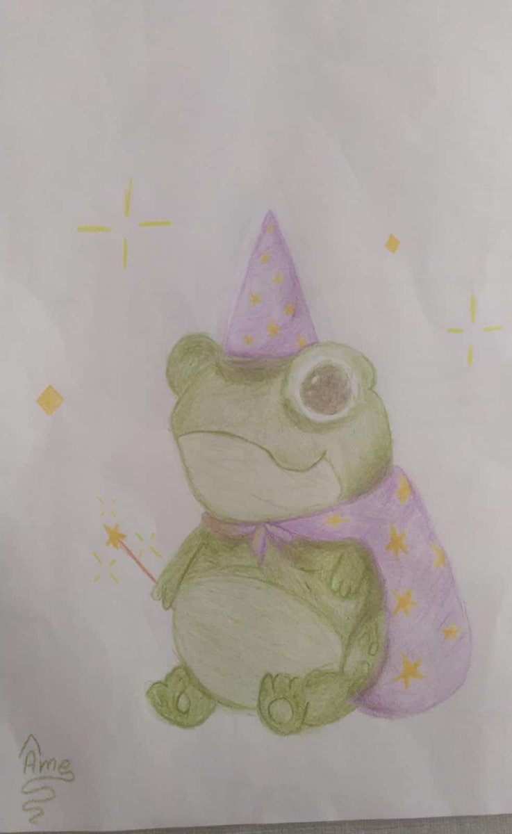 A quien le pedimos un deseo ?? A la Gata Madrina o a la Rana Mágica?? 
Dibujos de mi niña ☺️